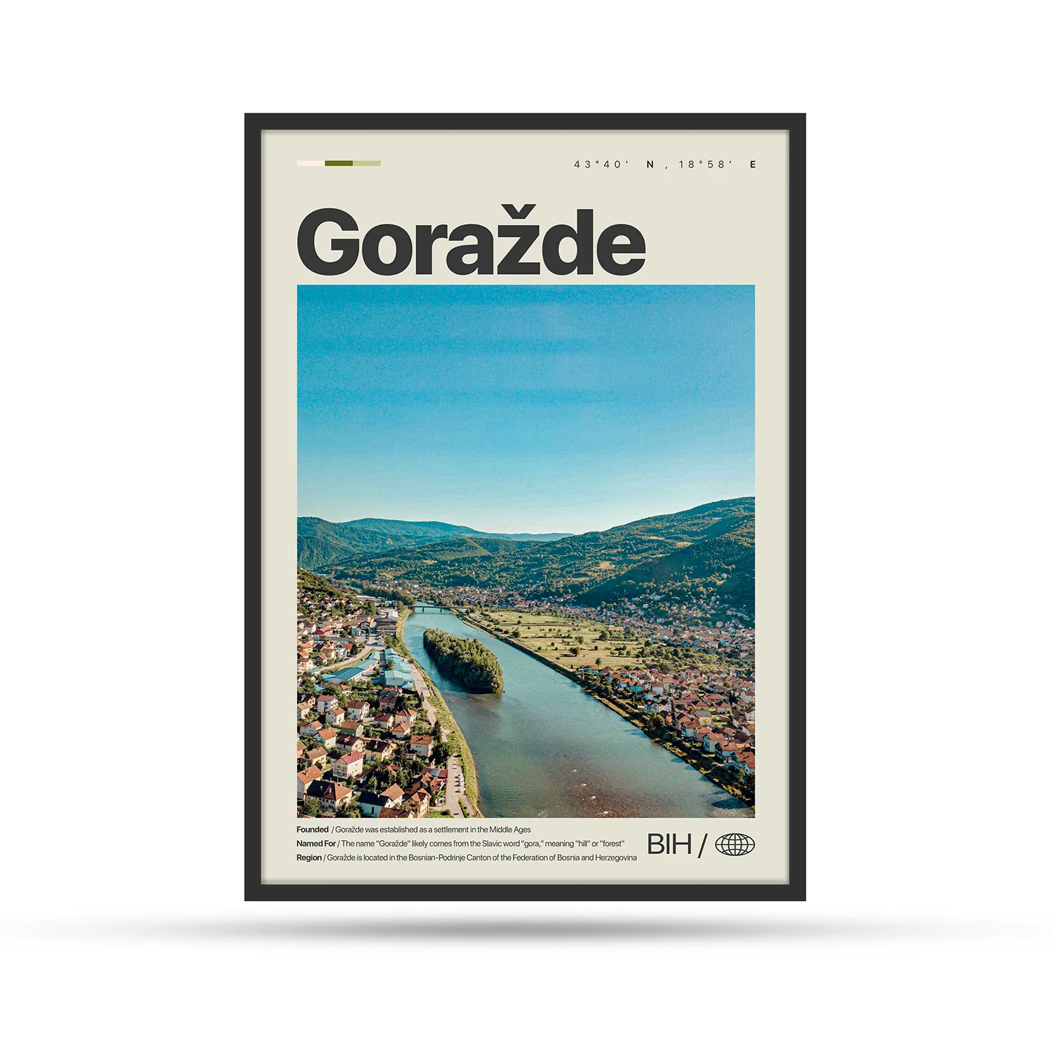 Grad Goražde personalizovani poster unikatni poklon Artilium